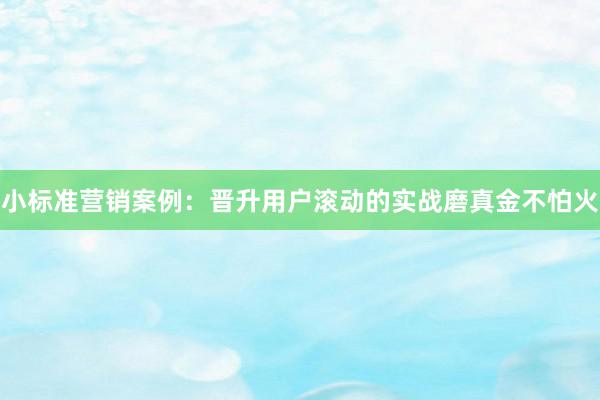 小标准营销案例：晋升用户滚动的实战磨真金不怕火